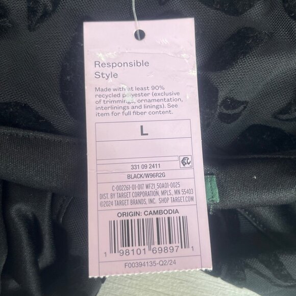 Wild Fable Floral Flocked Mini Dress Womens Large Black New - Picture 8 of 10